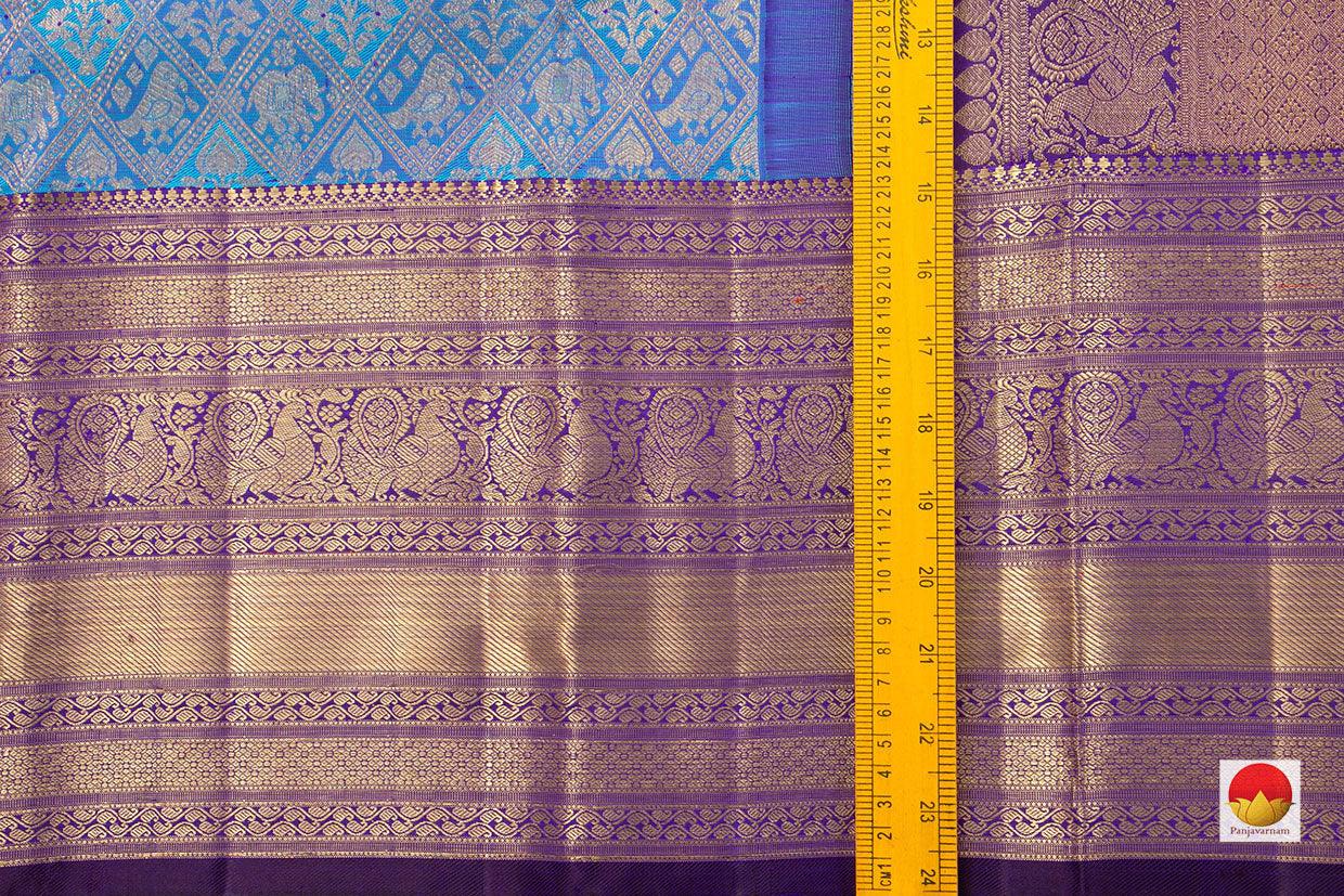 Blue And Violet Kanchipuram Silk Saree Handwoven Pure Silk Pure Zari For Wedding Wear PV NYC 467 - Silk Sari - Panjavarnam