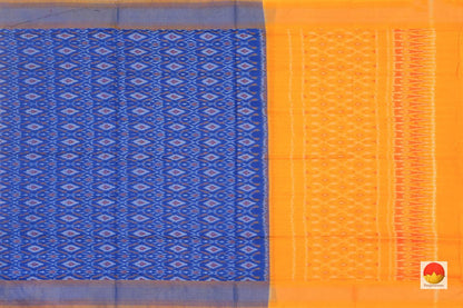 Blue And Yellow Pochampally Ikkat Silk Dupatta PVD 1036 - Dupattas - Panjavarnam