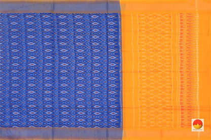 Blue And Yellow Pochampally Ikkat Silk Dupatta PVD 1036 - Dupattas - Panjavarnam PVD 1036