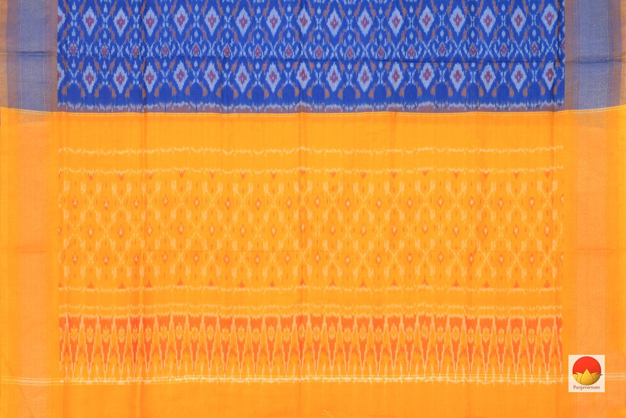 Blue And Yellow Pochampally Ikkat Silk Dupatta PVD 1036 - Dupattas - Panjavarnam PVD 1036