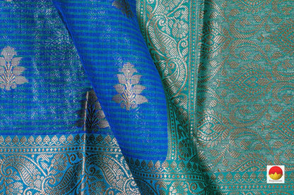 Blue Banarasi Silk Cotton Saree With Antique Zari Handwoven PSC 1191 - Silk Cotton - Panjavarnam PSC 1191