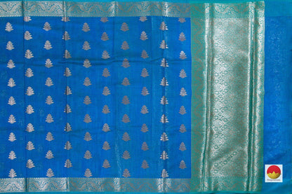 Blue Banarasi Silk Cotton Saree With Antique Zari Handwoven PSC 1191 - Silk Cotton - Panjavarnam PSC 1191