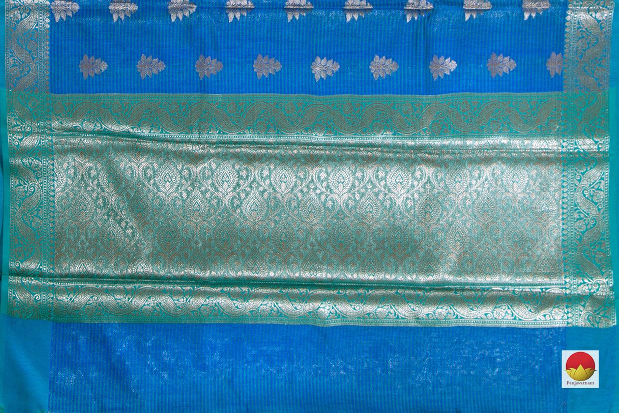 Blue Banarasi Silk Cotton Saree With Antique Zari Handwoven PSC 1191 - Silk Cotton - Panjavarnam PSC 1191