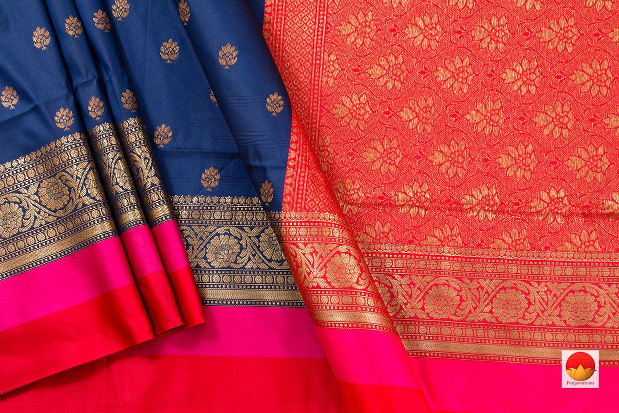 Blue Banarasi Silk Saree Handwoven Pure Silk For Festive Wear PB 284 - Banarasi Silk - Panjavarnam