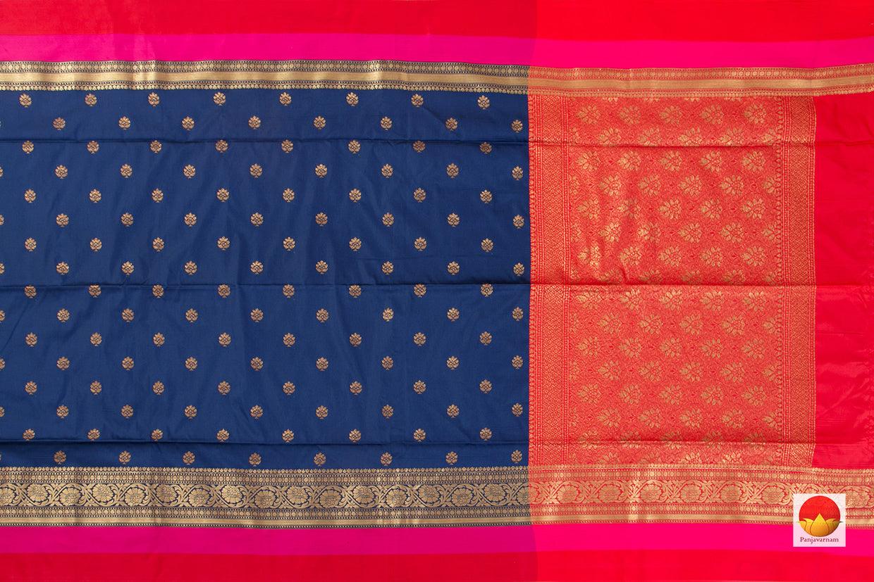 Blue Banarasi Silk Saree Handwoven Pure Silk For Festive Wear PB 284 - Banarasi Silk - Panjavarnam