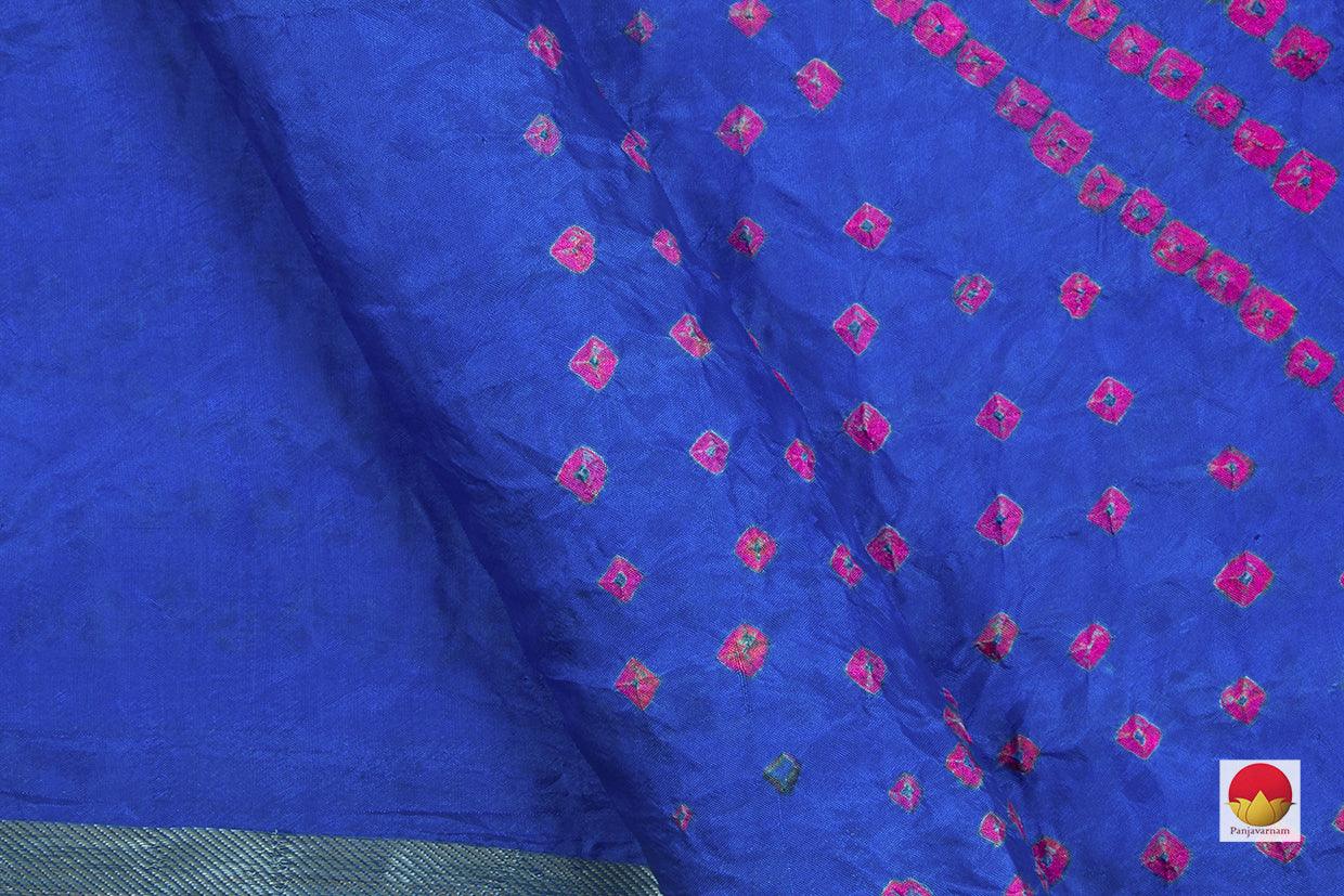 Blue Bandhani Silk Saree Handwoven PV RJ 18 - Bandhani Silk - Panjavarnam