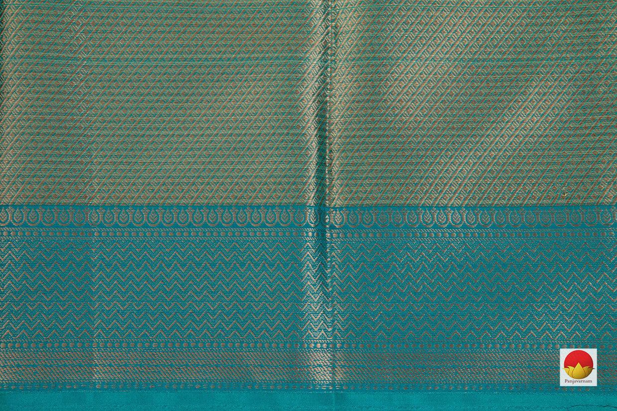 Blue Green Banarasi Silk Cotton Saree With Antique Zari Handwoven For Festive Wear PSC 1255 - Silk Cotton - Panjavarnam