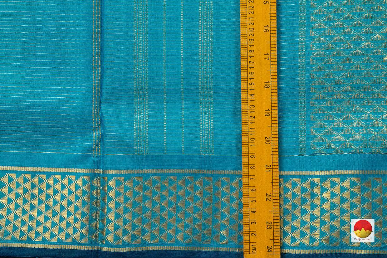 Blue Vaira Oosi 9 yards Kanchipuram Silk Saree Handwoven Pure Silk Pure Zari For Festive Wear PV NYC 532 - 9 yards silk saree - Panjavarnam