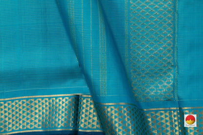 Blue Vaira Oosi 9 yards Kanchipuram Silk Saree Handwoven Pure Silk Pure Zari For Festive Wear PV NYC 532 - 9 yards silk saree - Panjavarnam PV NYC 532