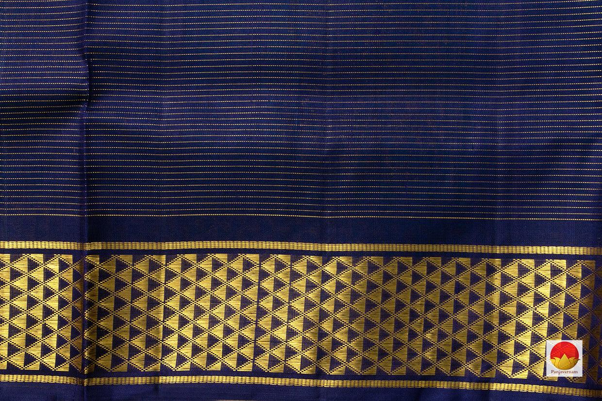 Blue Vaira Oosi 9 yards Kanchipuram Silk Saree Handwoven Pure Silk Pure Zari For Festive Wear PV NYC 532 - 9 yards silk saree - Panjavarnam PV NYC 532