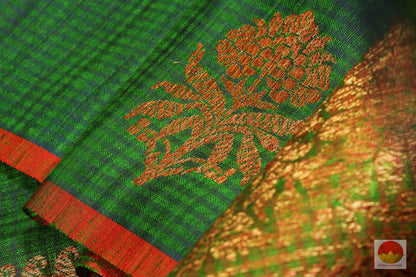 Borderless Handwoven Banarasi Silk Saree - Matka Silk - PM 32 Archives - Banarasi Silk - Panjavarnam