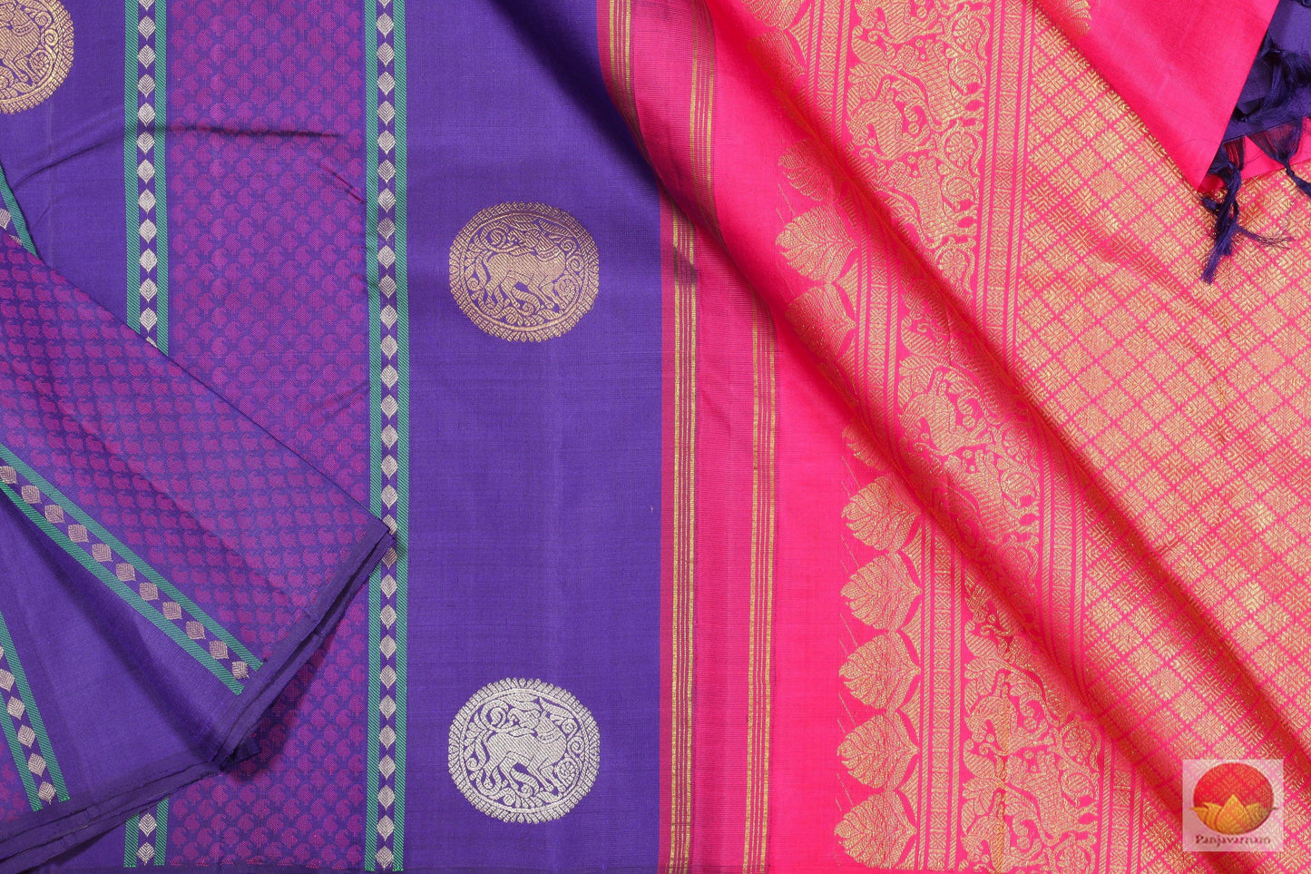 Borderless - Handwoven Pure Silk Kanchipuram Saree - Pure Zari - PV G 1888 Archives - Silk Sari - Panjavarnam