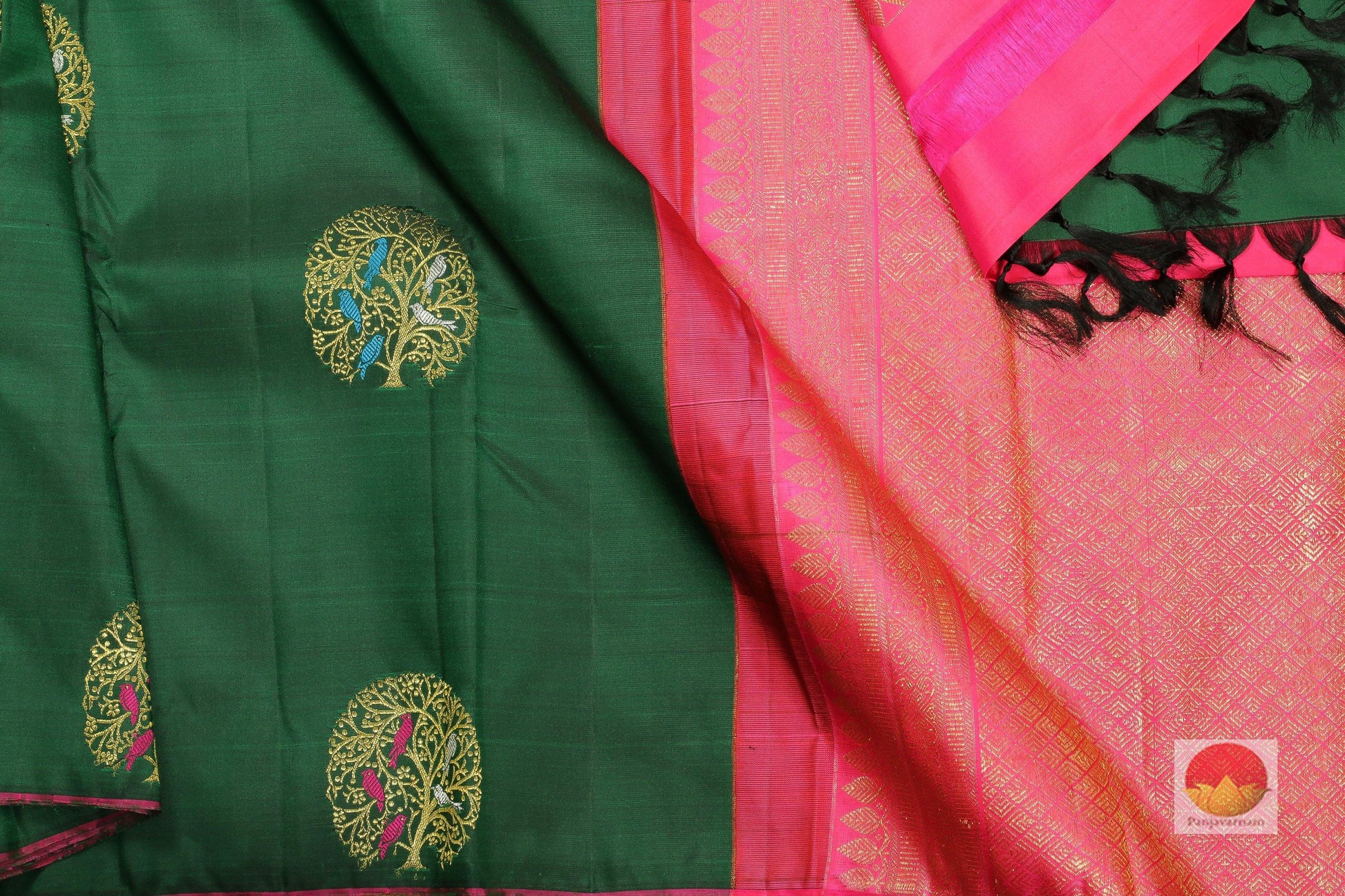 Borderless Handwoven Pure Silk Kanjivaram Saree - Meenakari Work - PV J7483 Archives - Silk Sari - Panjavarnam