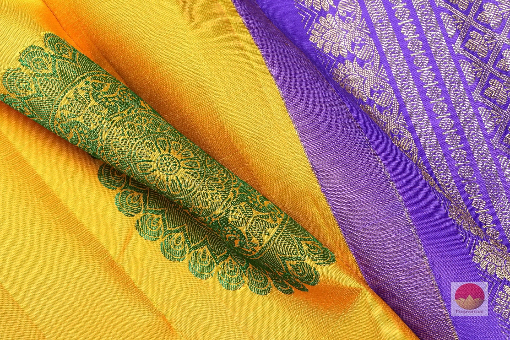 Borderless Handwoven Pure Silk Kanjivaram Saree - Silk Thread Work - PV L4 Archives - Silk Sari - Panjavarnam
