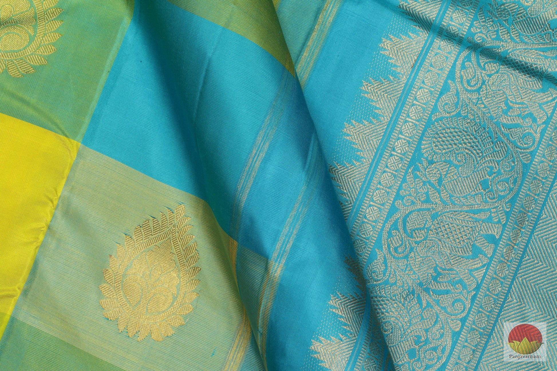 Borderless - Multi Colour Checks - Handwoven Pure Silk Kanjivaram Saree - PV G 1908 Archives - Silk Sari - Panjavarnam