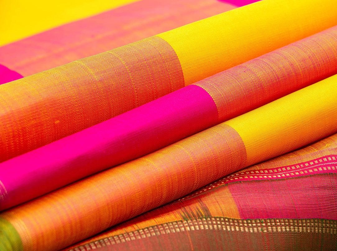 Borderless Multi Coloured Checks Kanchipuram Silk Saree Handwoven Pure Silk Pure Zari For Party Wear PV NYC 494 - Silk Sari - Panjavarnam PV NYC 494