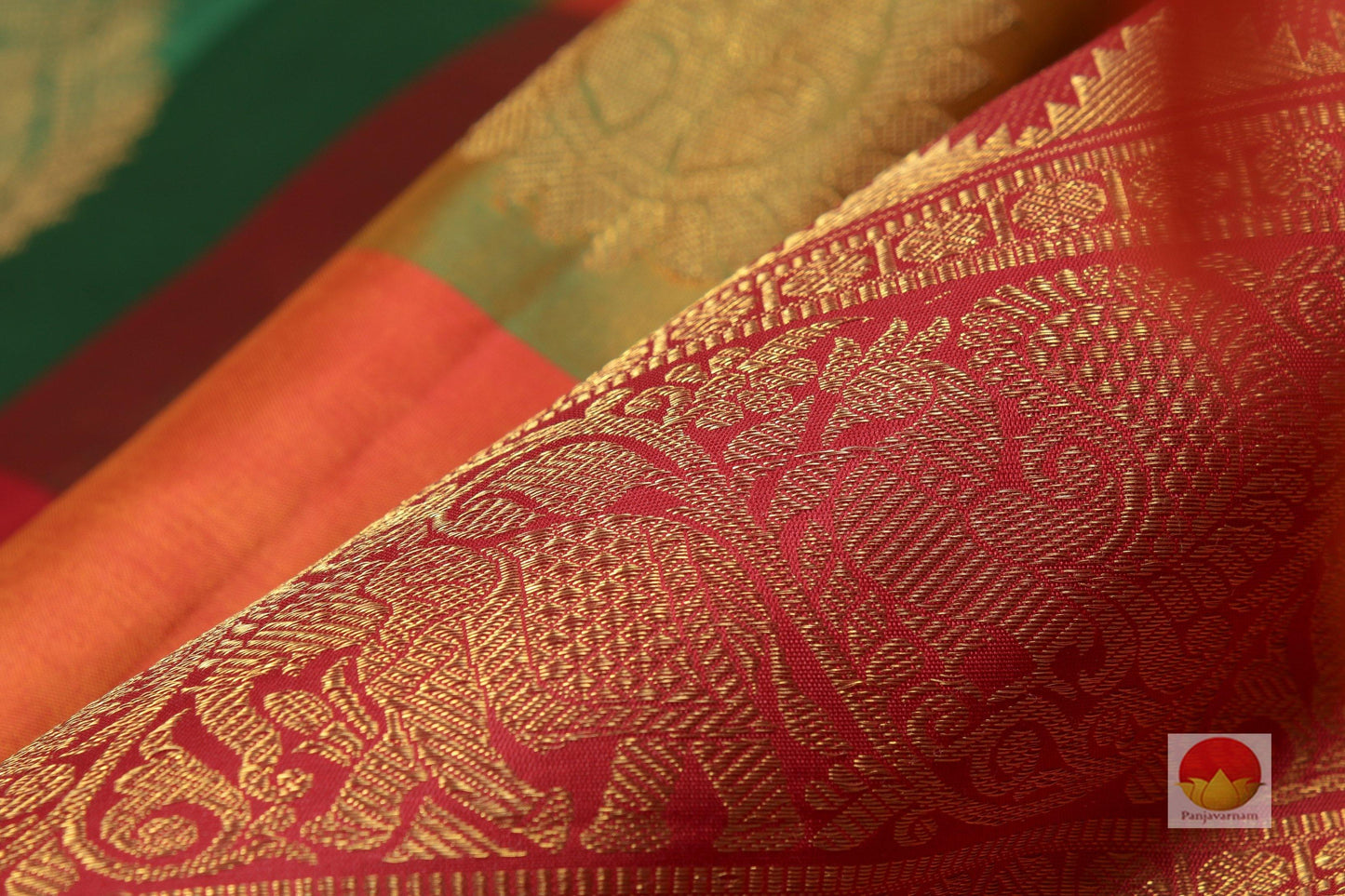 Borderless Multicolour Checks Handwoven Pure Silk Kanjivaram Saree - Pure Zari - PA SVS 30 Archives - Silk Sari - Panjavarnam