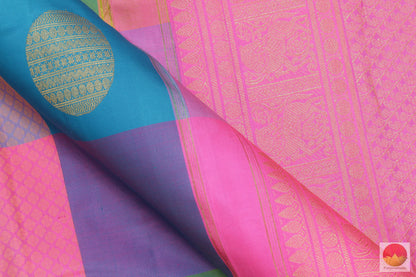 Borderless Multicolour Checks - Pure Silk Kanjivaram Saree - Pure Zari - PV G 2037 Archives - Silk Sari - Panjavarnam