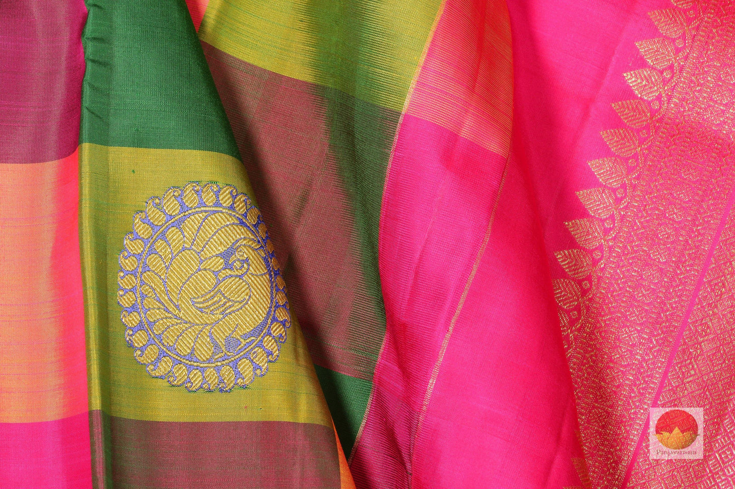 Borderless Multicolour Checks - Pure Silk Kanjivaram Saree - Pure Zari - PV R4 - Archives - Silk Sari - Panjavarnam
