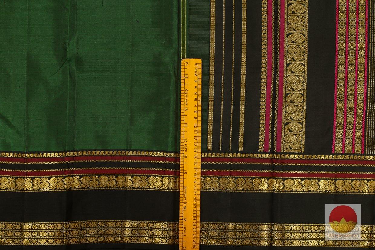 Bottle Green & Black - Kanchipuram Silk Saree - Handwoven Pure Silk - Pure Zari - PV G 4250 - Archives - Silk Sari - Panjavarnam