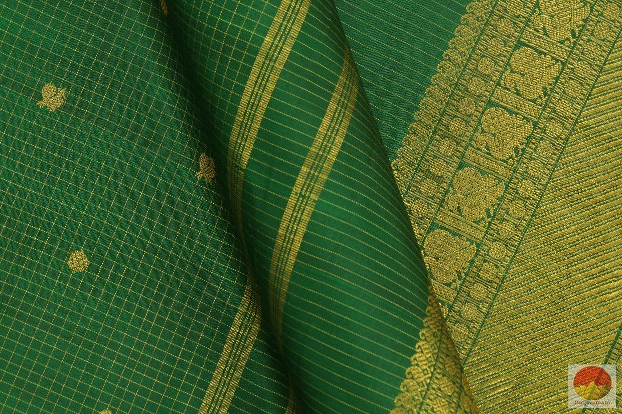 Bottle Green - Handwoven Kanchipuram Silk Saree - Pure Silk - Pure Zari - PV G 4135 - Silk Sari - Panjavarnam