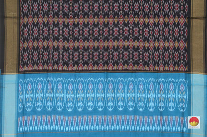 Brown And Blue Pochampally Ikkat Silk Dupatta PVD 1013 - Dupattas - Panjavarnam