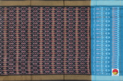 Brown And Blue Pochampally Ikkat Silk Dupatta PVD 1013 - Dupattas - Panjavarnam PVD 1013