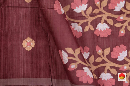 Brown Dhakai Jamdani Jute Matka Silk Saree Handwoven - PV MJ 02 - Dhaka Jamdani - Panjavarnam PV MJ 02