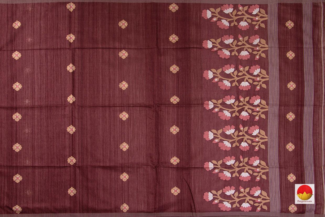 Brown Dhakai Jamdani Jute Matka Silk Saree Handwoven - PV MJ 02 - Dhaka Jamdani - Panjavarnam PV MJ 02