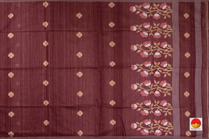 Brown Dhakai Jamdani Jute Matka Silk Saree Handwoven - PV MJ 02 - Dhaka Jamdani - Panjavarnam PV MJ 02