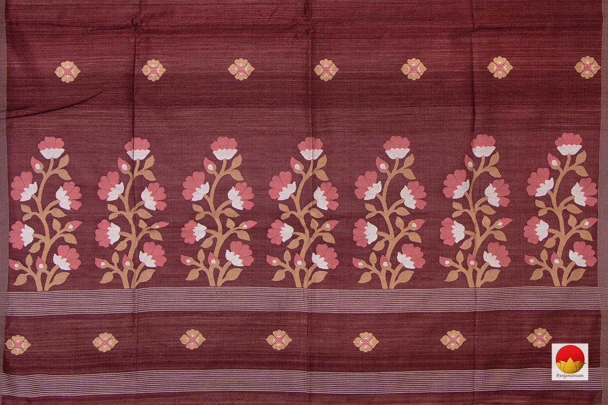 Brown Dhakai Jamdani Jute Matka Silk Saree Handwoven - PV MJ 02 - Dhaka Jamdani - Panjavarnam PV MJ 02