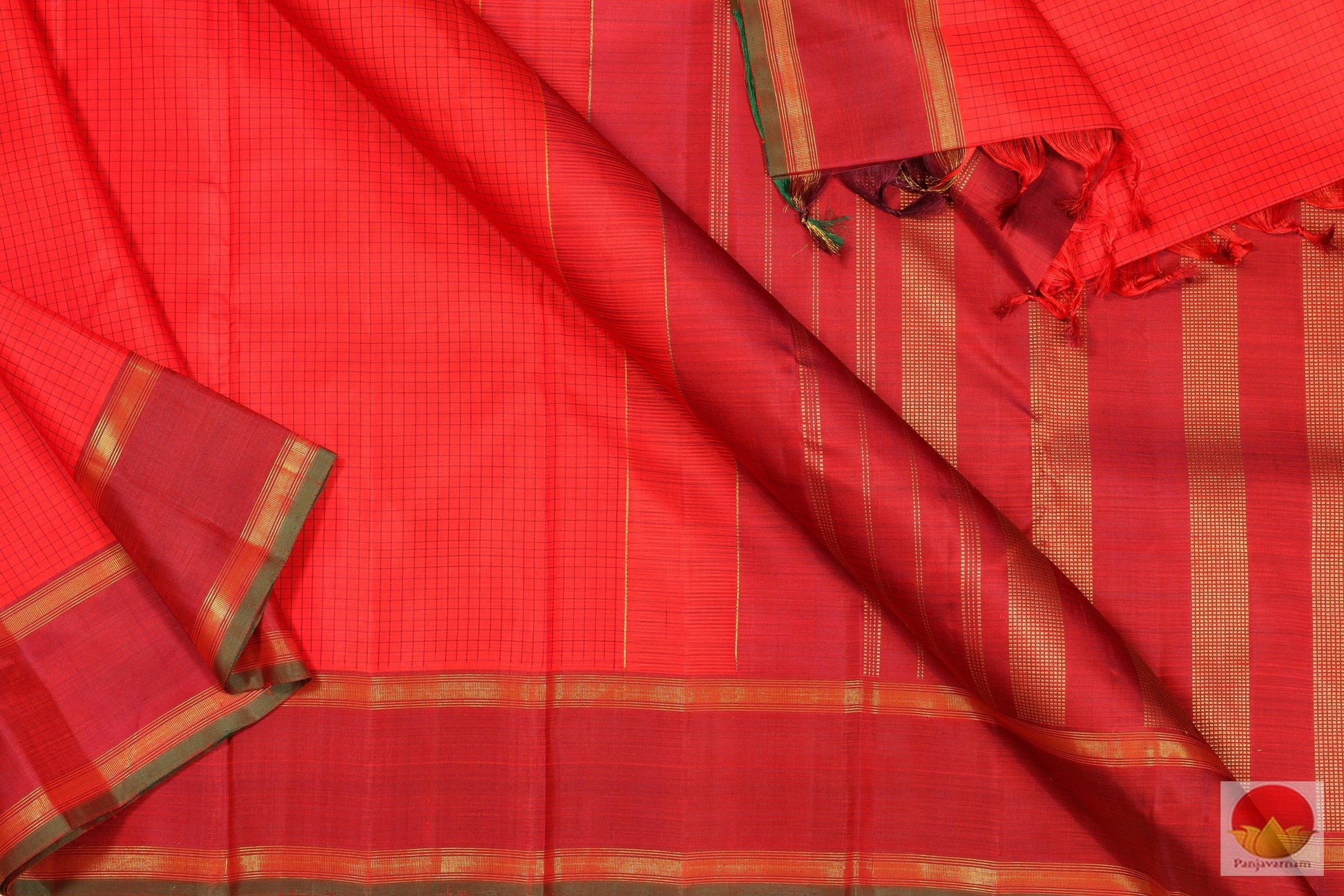 Chilli Red - Traditional Handwoven Pure Silk Kanjivaram Saree - Pure Zari - PV SVS 12219 Archives - Silk Sari - Panjavarnam