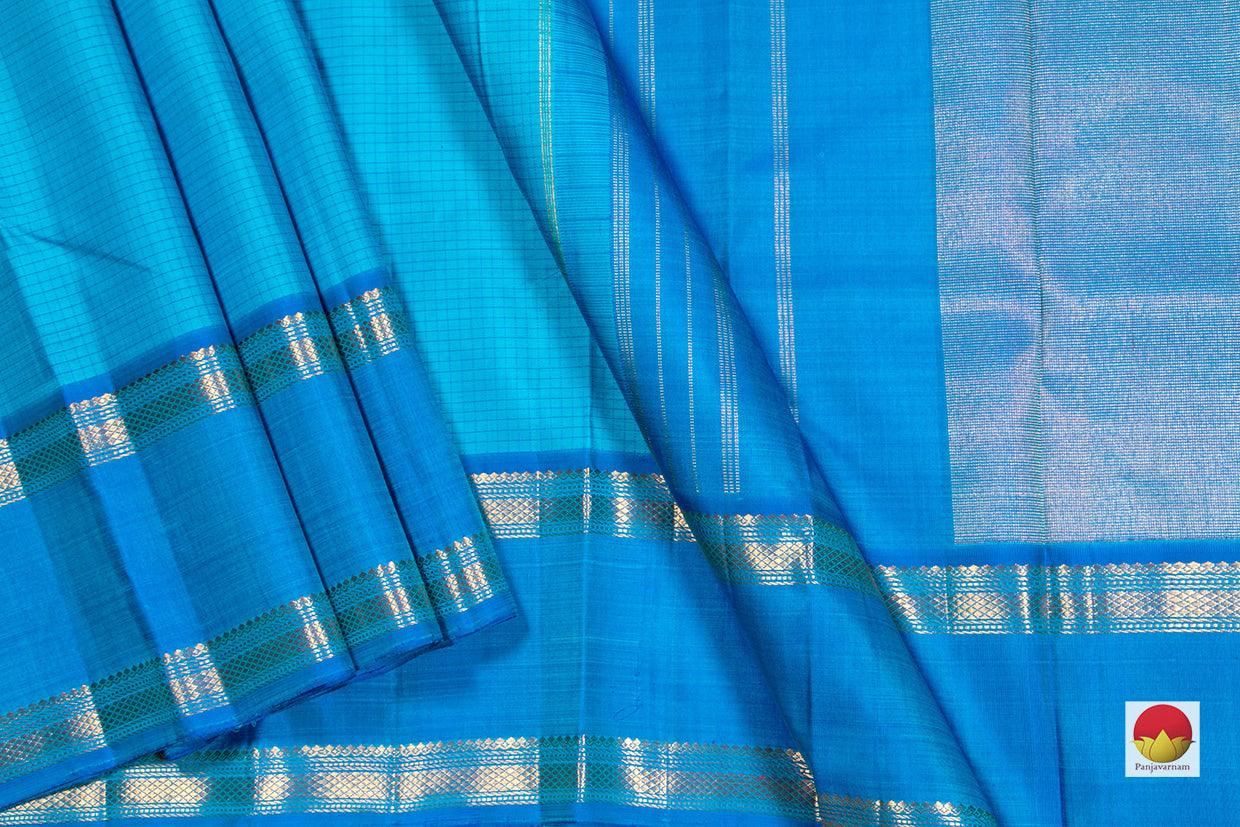 Cobalt Blue Kanchipuram Silk Saree Handwoven Pure Silk Pure Zari PV NYC 249 - Silk Sari - Panjavarnam