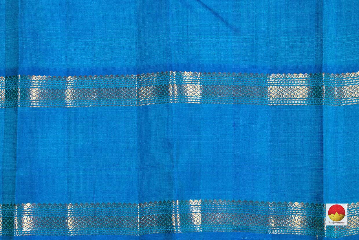 Cobalt Blue Kanchipuram Silk Saree Handwoven Pure Silk Pure Zari PV NYC 249 - Silk Sari - Panjavarnam