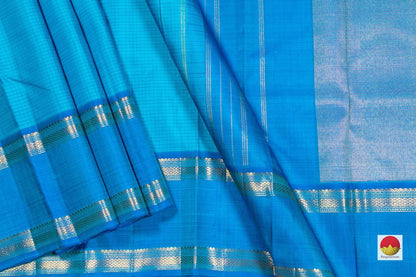 Cobalt Blue Kanchipuram Silk Saree Handwoven Pure Silk Pure Zari PV NYC 249 - Silk Sari - Panjavarnam PV NYC 249