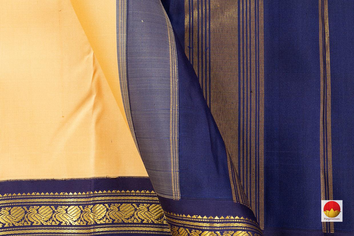 Cream And Blue Kanchipuram Silk Saree Handwoven Pure Silk Pure Zari For Office Wear PV SAR 42 - Silk Sari - Panjavarnam