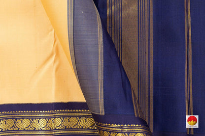 Cream And Blue Kanchipuram Silk Saree Handwoven Pure Silk Pure Zari For Office Wear PV SAR 42 - Silk Sari - Panjavarnam PV SAR 42