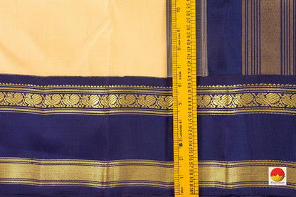 Cream And Blue Kanchipuram Silk Saree Handwoven Pure Silk Pure Zari For Office Wear PV SAR 42 - Silk Sari - Panjavarnam PV SAR 42