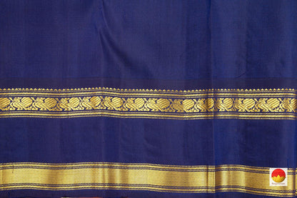 Cream And Blue Kanchipuram Silk Saree Handwoven Pure Silk Pure Zari For Office Wear PV SAR 42 - Silk Sari - Panjavarnam PV SAR 42