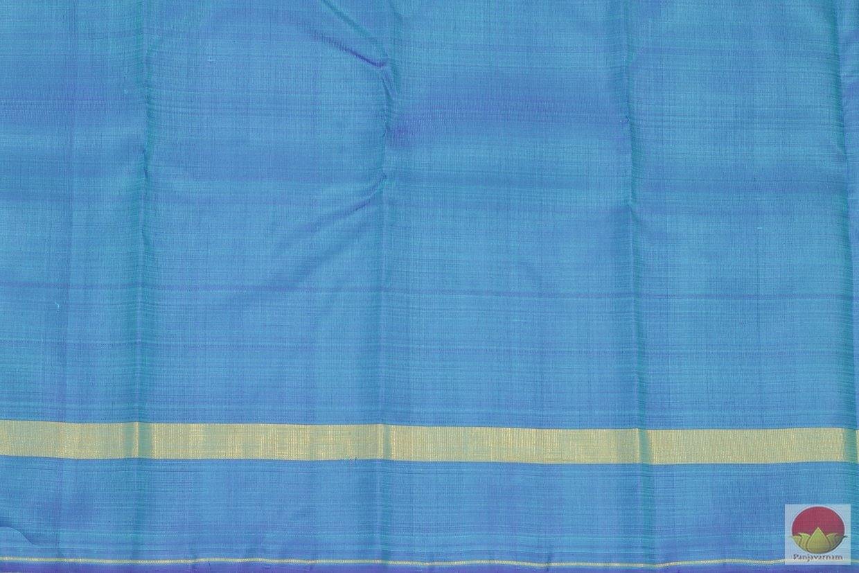 Cyan & Blue - Kanchipuram Silk Saree - Handwoven Pure Silk - Pure Zari - PV G 4174 - Archives - Silk Sari - Panjavarnam