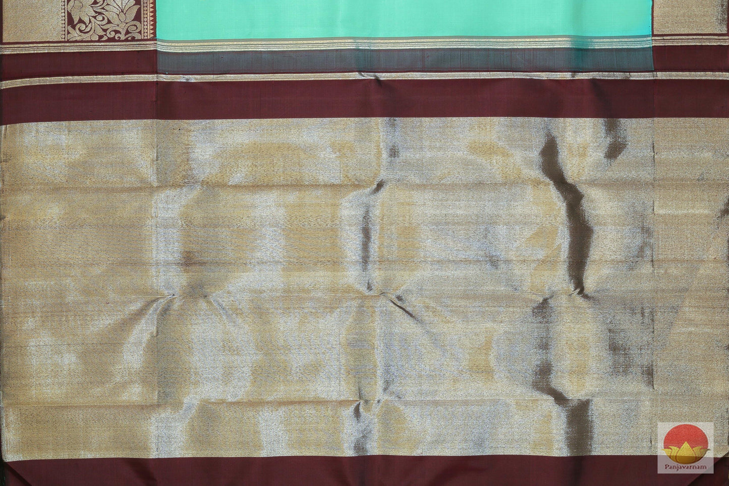 Cyan and Brown - Traditional Design Handwoven Kanjivaram Saree - Pure Zari - PV G 1929 -Archives - Silk Sari - Panjavarnam