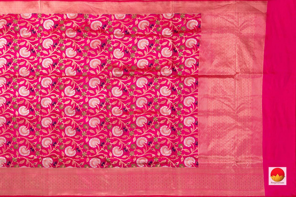 Dark Pink Tanchoi Banarasi Silk Saree Handwoven Pure Silk PB SN 103 - Banarasi Silk - Panjavarnam