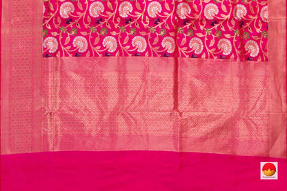 Dark Pink Tanchoi Banarasi Silk Saree Handwoven Pure Silk PB SN 103 - Banarasi Silk - Panjavarnam