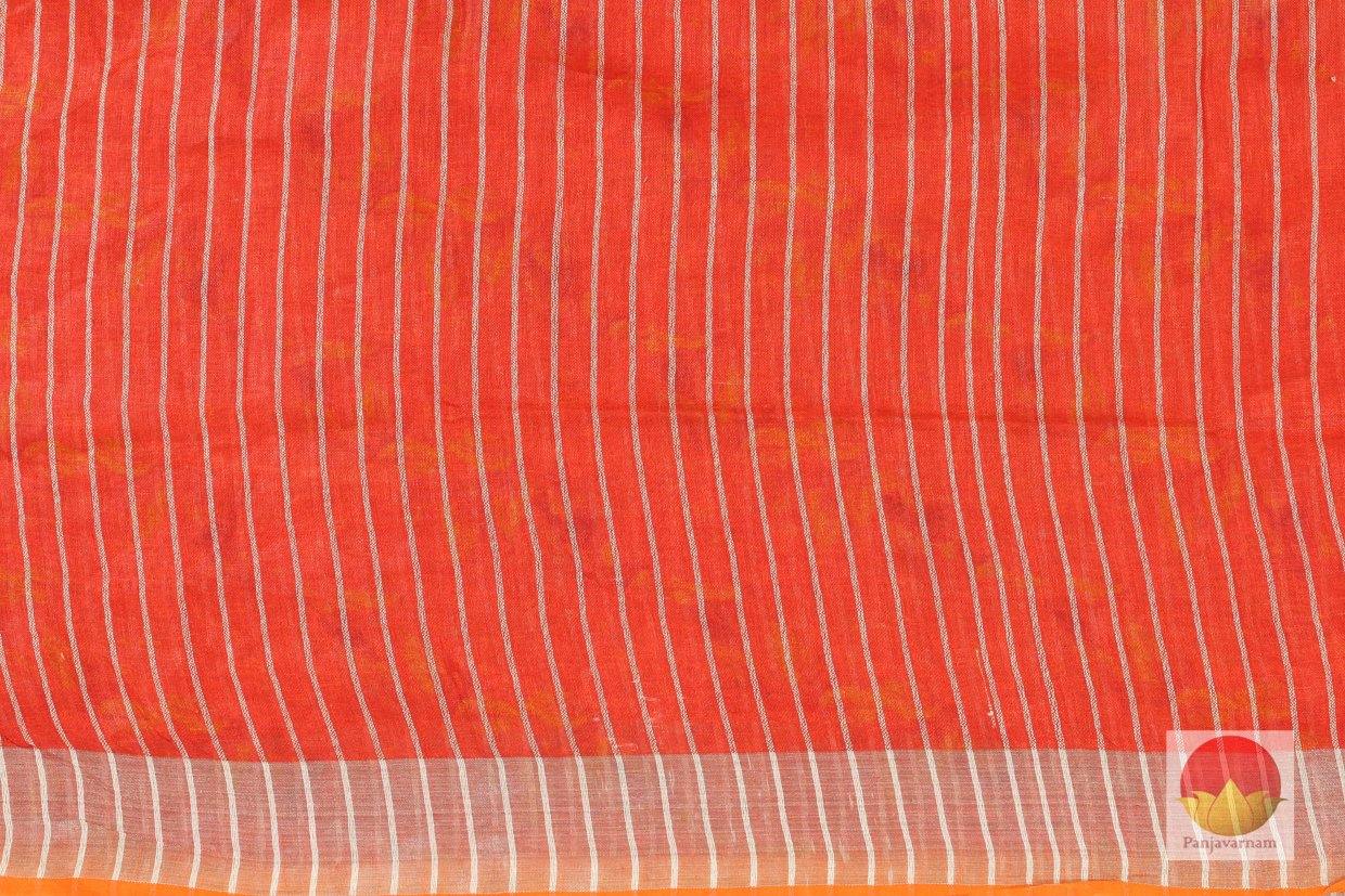 Digital Print - Handwoven Linen Saree - Silver Zari - PL 354 - Archives - Linen Sari - Panjavarnam