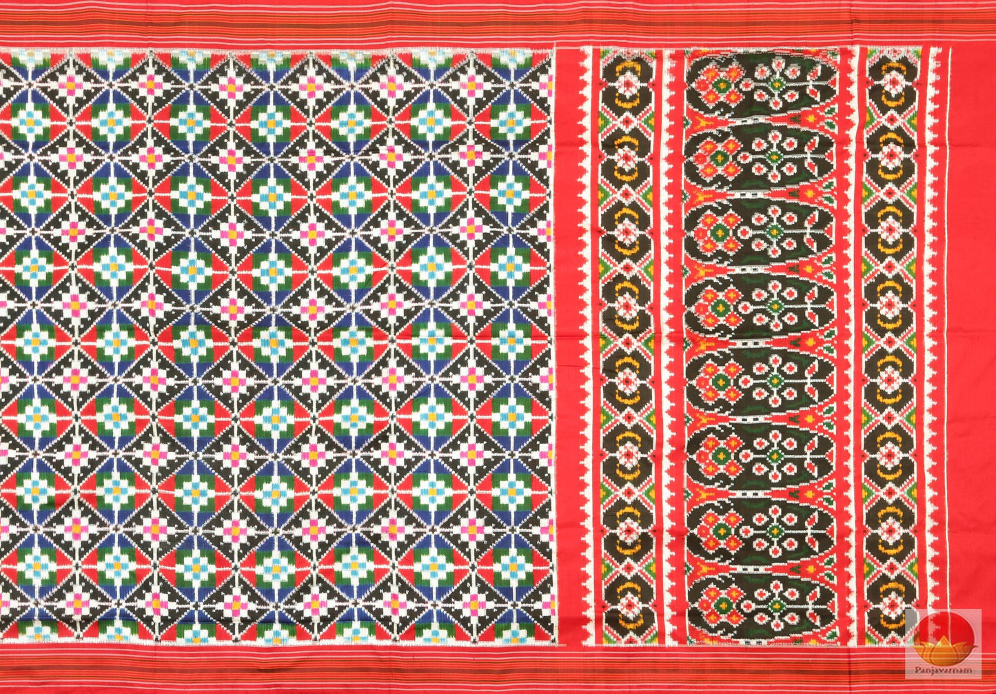 Double Ikkat Silk Saree - Handwoven Pure Silk Saree - PIK - 14 - 5 Archives - Pochampally Silk - Panjavarnam