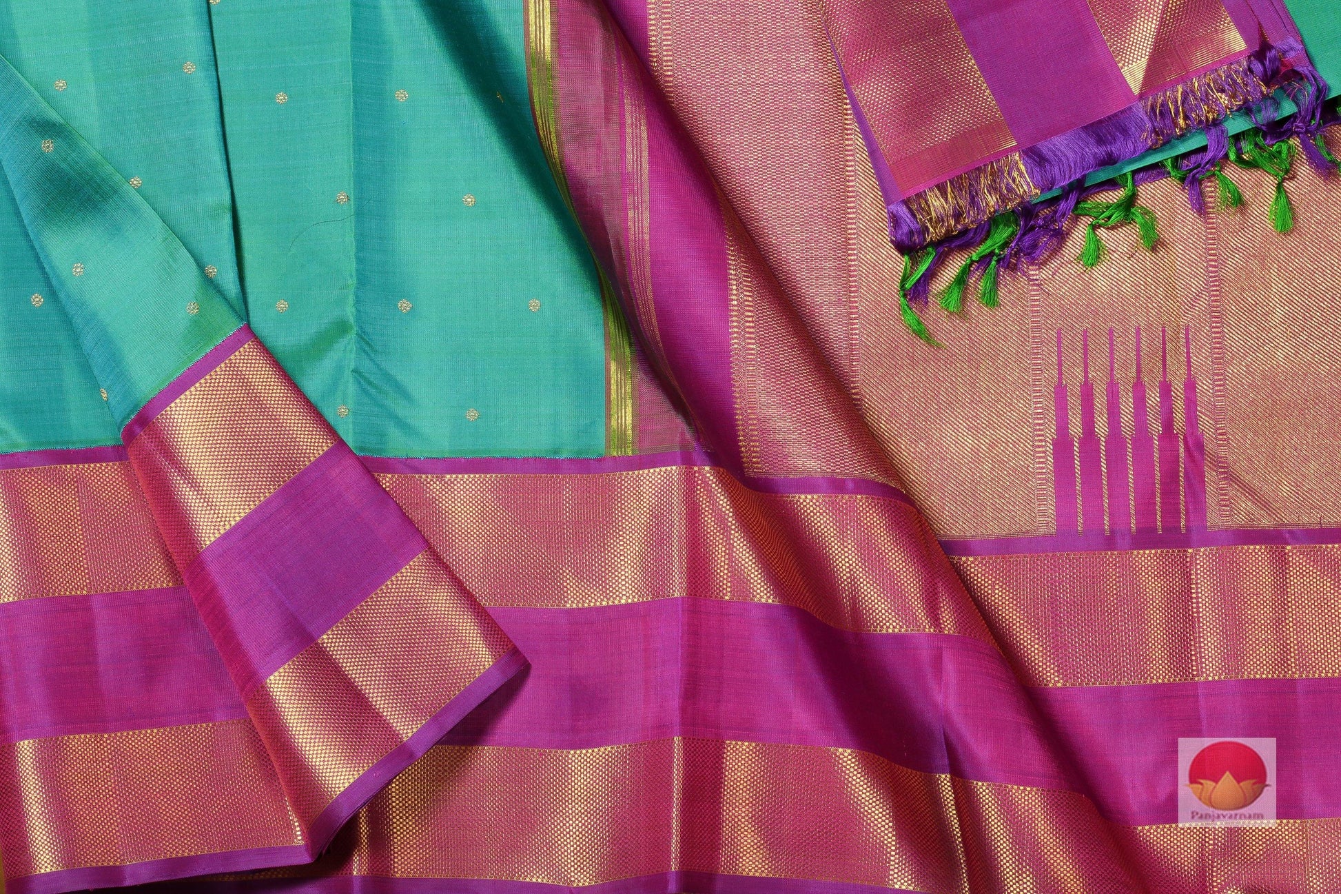 Dual Shade Traditional Design Handwoven Pure Silk Kanjivaram Saree - PV 320 - Archives - Silk Sari - Panjavarnam