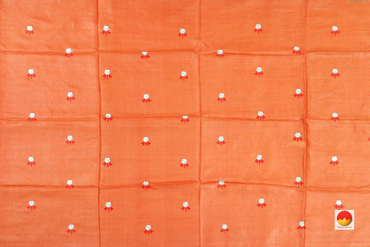 Embroidered - Handwoven Tussar Silk Saree - PT 552 - Archives - Tussar Silk - Panjavarnam