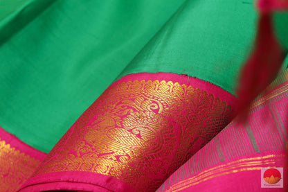 Emerald Green - Traditional Handwoven Pure Silk Kanjivaram Saree - Pure Zari - PV SVS 12277 - Silk Sari - Panjavarnam