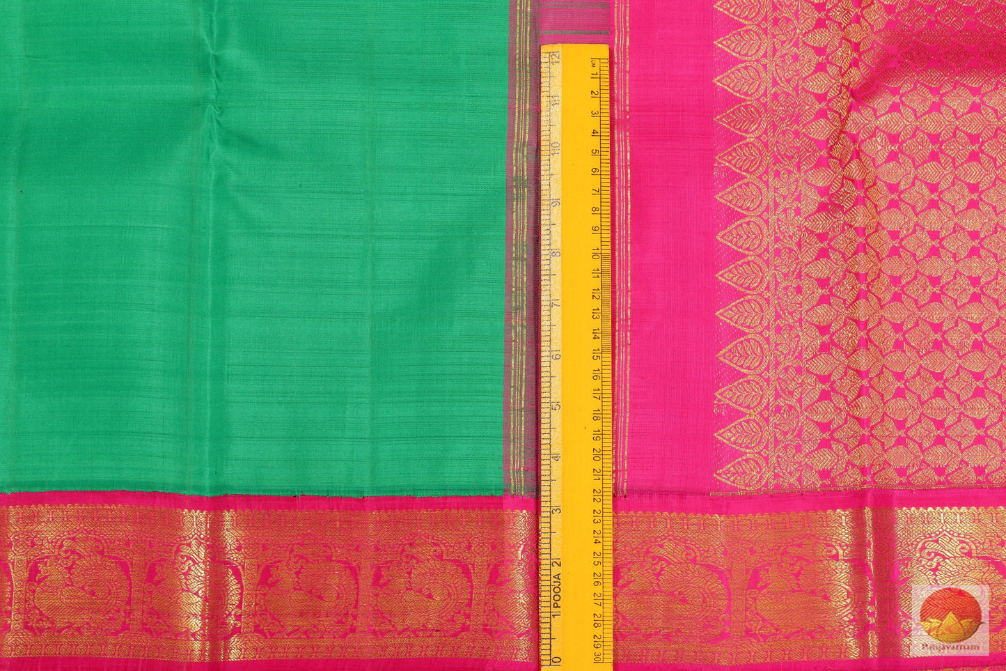 Emerald Green - Traditional Handwoven Pure Silk Kanjivaram Saree - Pure Zari - PV SVS 12277 - Silk Sari - Panjavarnam