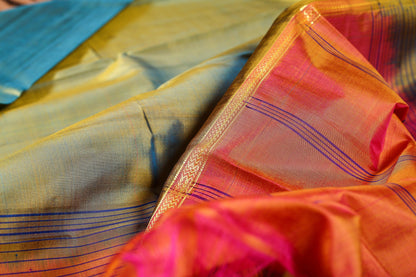 Ganga Jamuna Border Kanjivaram Pure Silk Saree - Handwoven - PVA 0418 1272 - Silk Sari - Panjavarnam